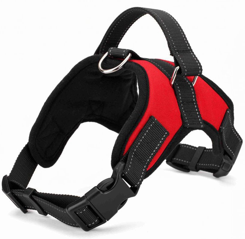 HKM-8365885 Explosion-Proof Leather Dog Harness with Trap Hand Holding Rope ¨C Red, Black, Camouflage, Leopard Print, S-XXL