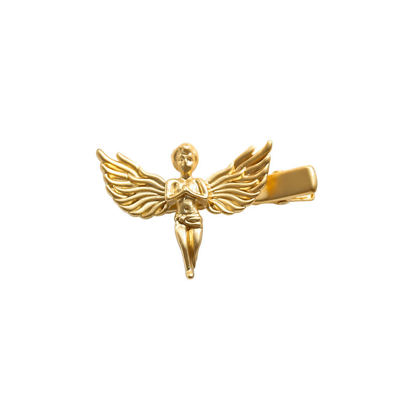 HKM-836691 Metal Angel Hairpin for Women – Gold and Silver Duckbill Clip for Bangs