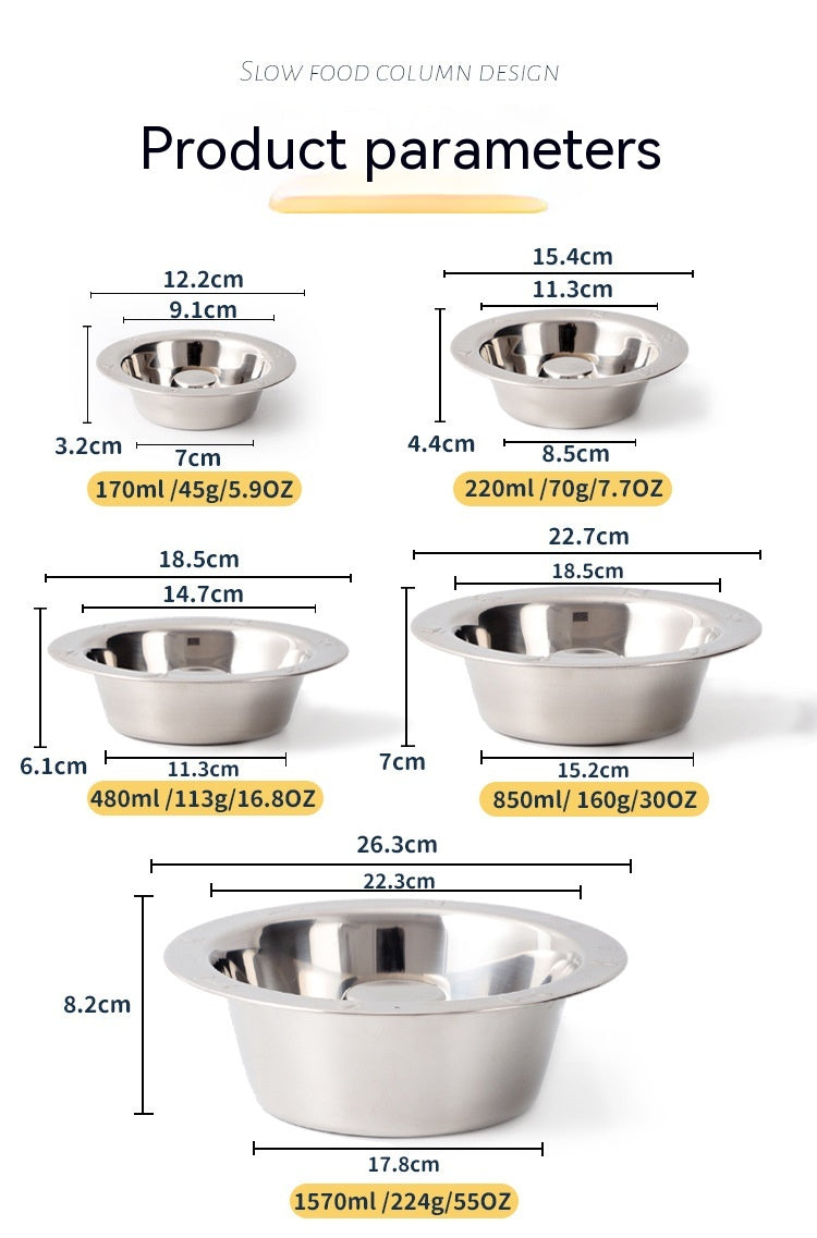 HKM-8368573 Stainless Steel Pet Slow Food Bowl for Cats - Multiple Sizes Available