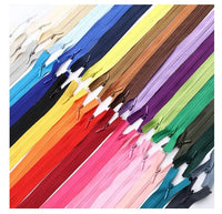 HKM-836947 Nylon Coil Invisible Zipper - 60cm Length, Pack of 10 in White, Red, and Blue