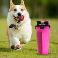 HKM-8369853 Portable 2-in-1 Dog Water and Food Cup - Outdoor Drinking Bottle for Pets, 350ml Capacity