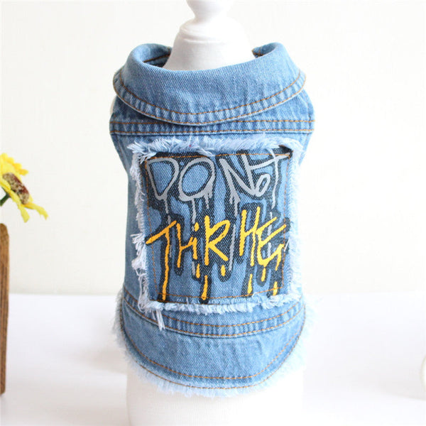 HKM-8370749 Denim Dog Vest for Small to Large Breeds - Sizes XS to 2XL