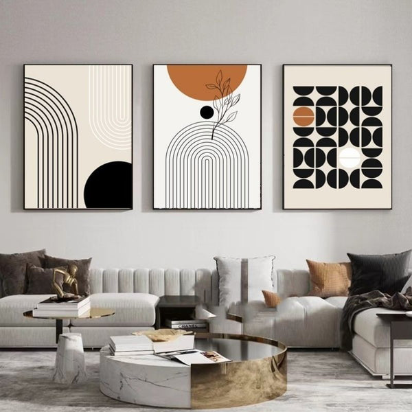 HKM-837203 Morandi Abstract Three-Piece Wall Art Set in Modern Minimalist Style