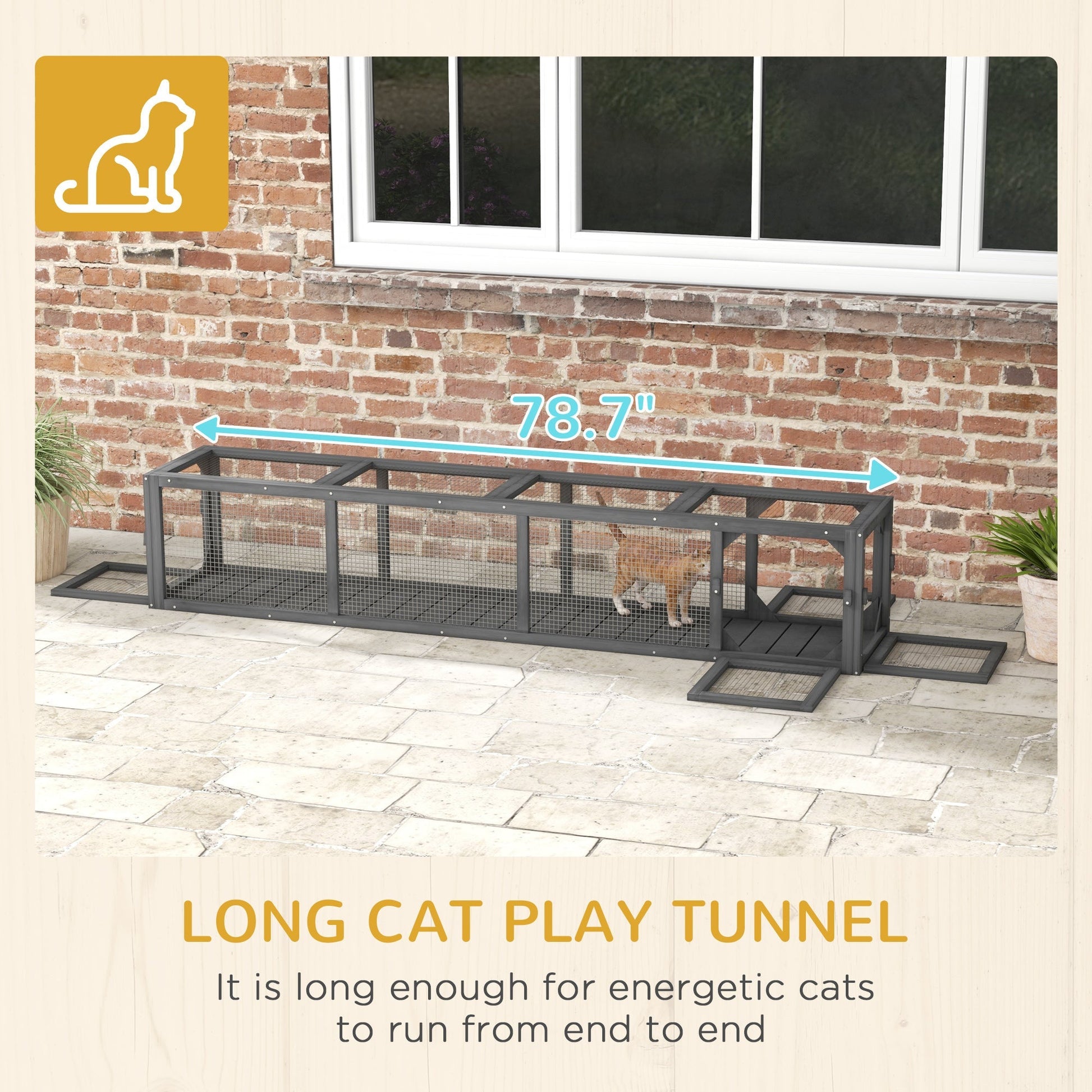 HKM-8372413 Extendable Cat Tunnel with Weather Protection for Outdoor Play and Relaxation