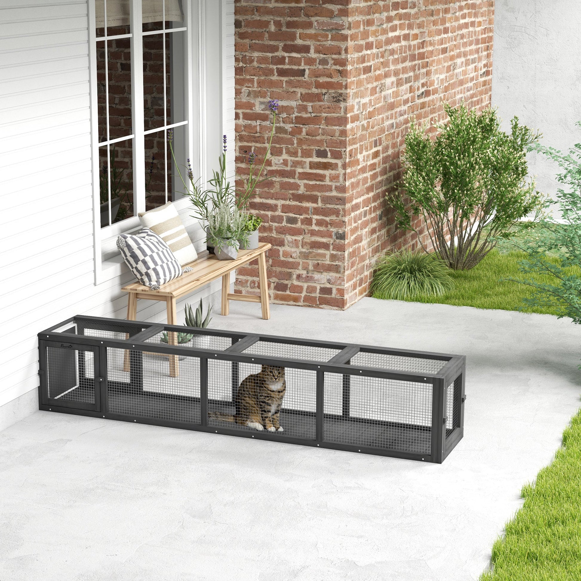 HKM-8372413 Extendable Cat Tunnel with Weather Protection for Outdoor Play and Relaxation