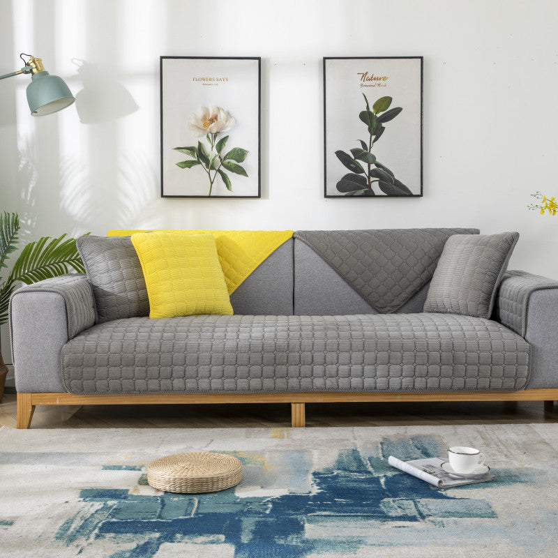 HKM-837331 Solid Color Plush Sofa Cushion - Modern Non-Slip Design in Various Sizes and Shades