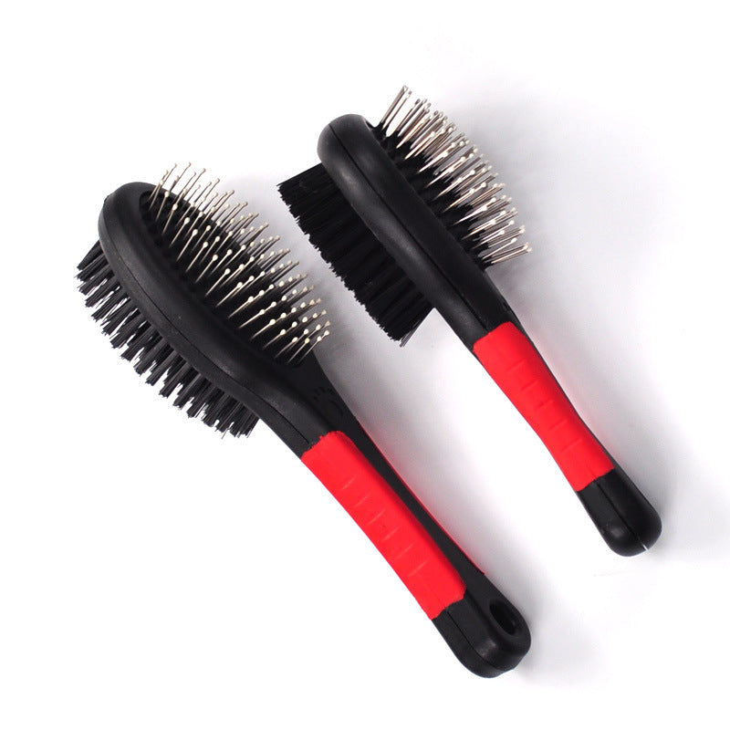 HKM-8373949 Double-Sided Pet Hair Brush with Steel Needle Comb for Gentle Grooming