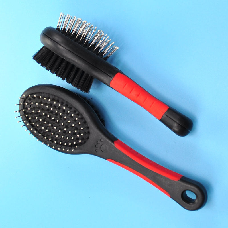 HKM-8373949 Double-Sided Pet Hair Brush with Steel Needle Comb for Gentle Grooming