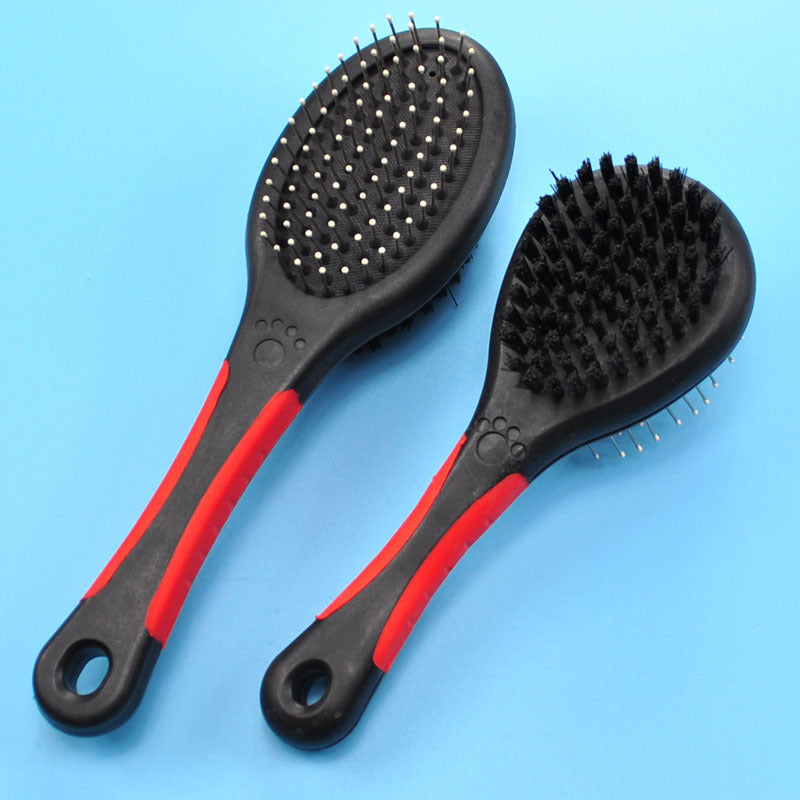 HKM-8373949 Double-Sided Pet Hair Brush with Steel Needle Comb for Gentle Grooming