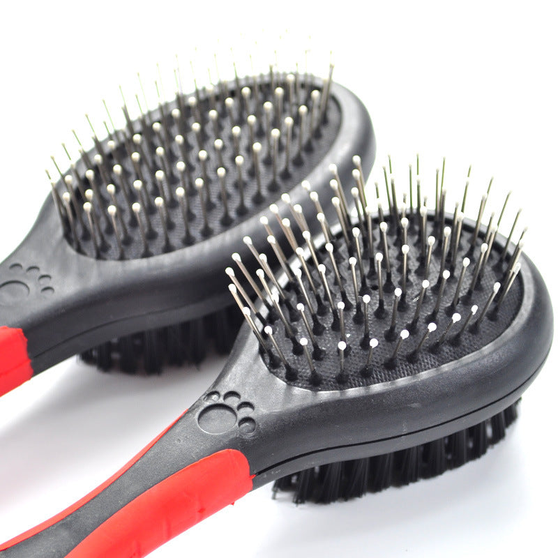 HKM-8373949 Double-Sided Pet Hair Brush with Steel Needle Comb for Gentle Grooming