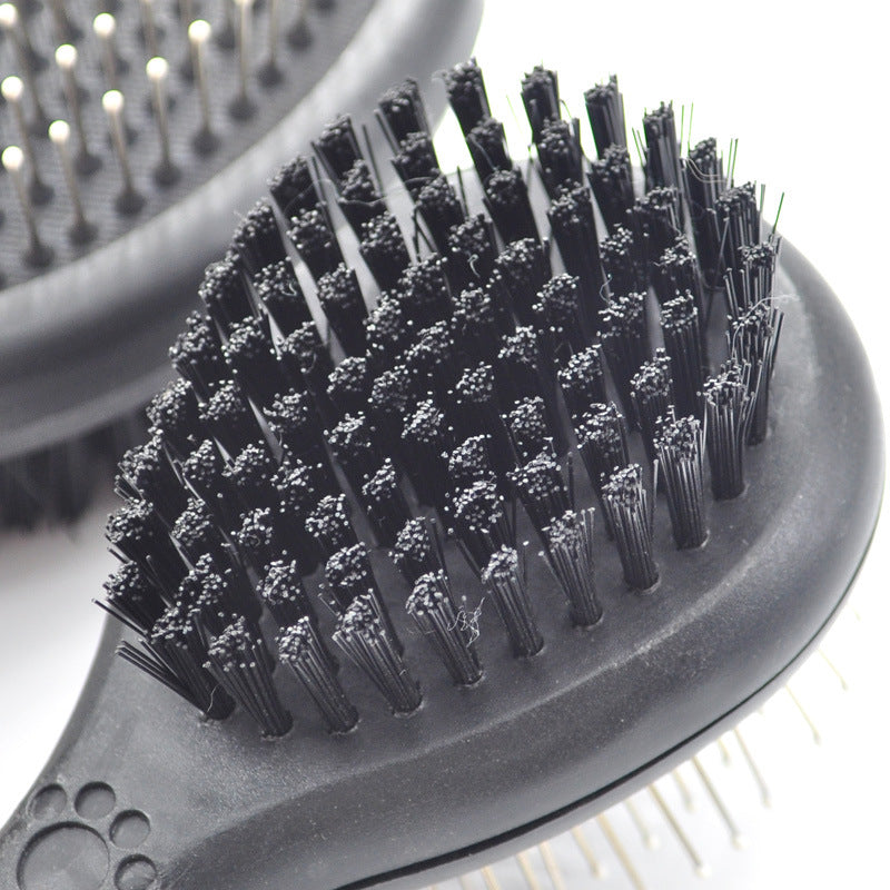 HKM-8373949 Double-Sided Pet Hair Brush with Steel Needle Comb for Gentle Grooming