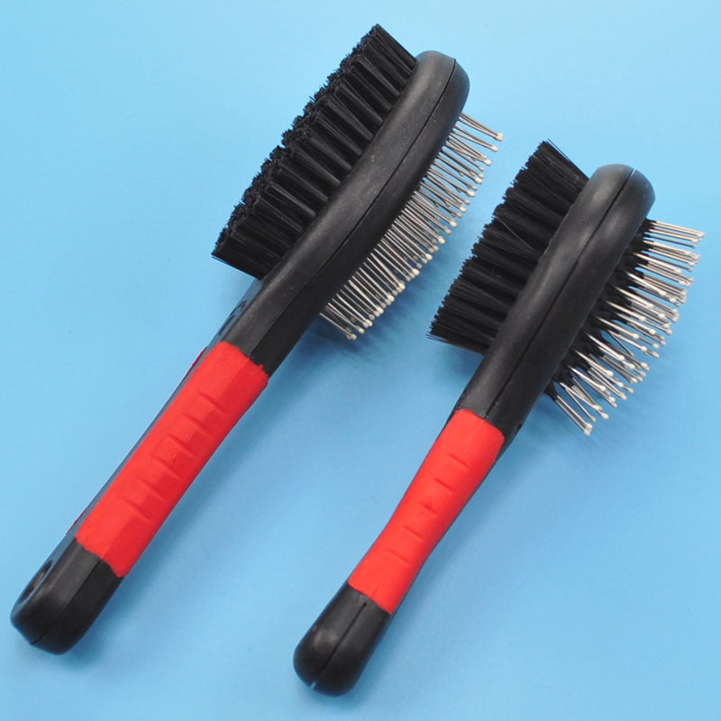HKM-8373949 Double-Sided Pet Hair Brush with Steel Needle Comb for Gentle Grooming