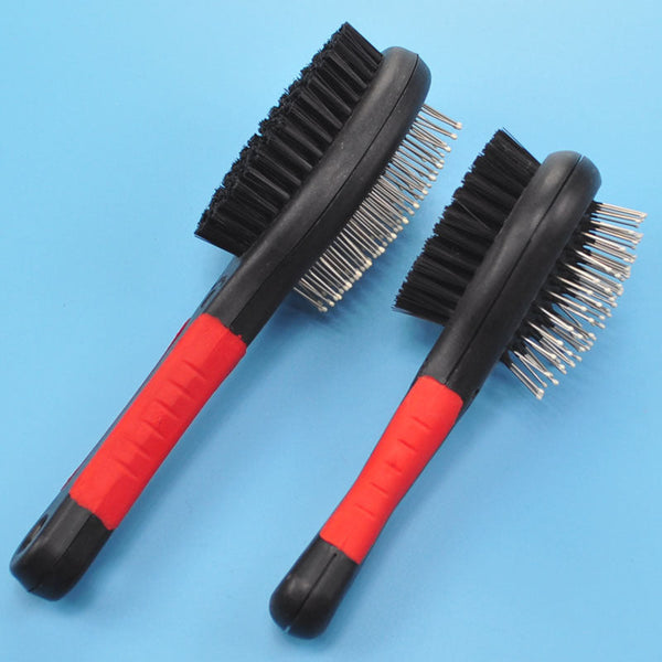 HKM-8373949 Double-Sided Pet Hair Brush with Steel Needle Comb for Gentle Grooming