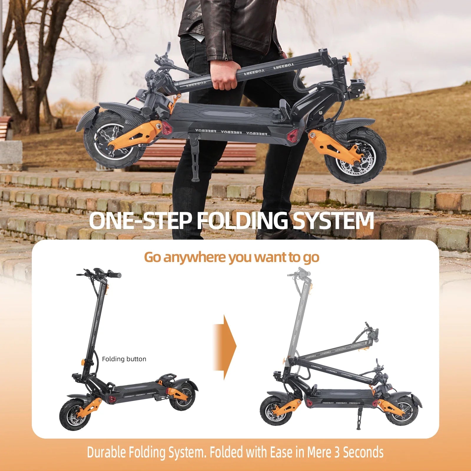 HKM-837459 All-Terrain Electric Mobility Scooter with Dual Motors and Long Range - Foldable, Waterproof, 3000W Motor, 200 kg Load Capacity