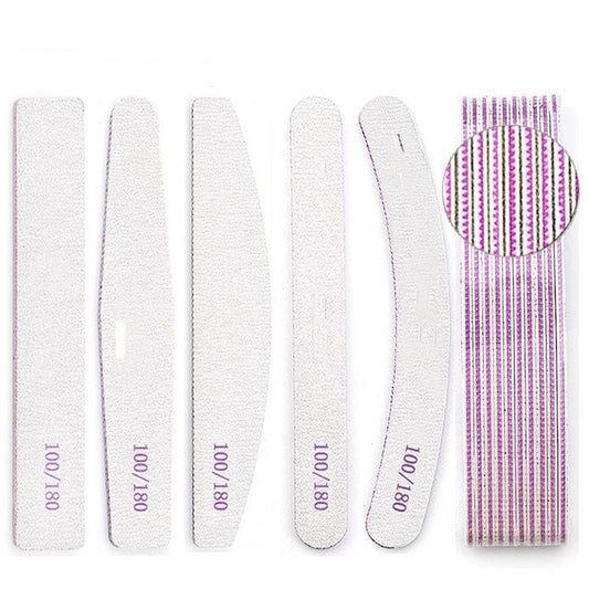 HKM-837587 Double-Sided Gray Polishing Nail File - 10 Pack Trimming Tool