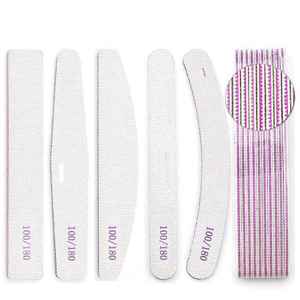 HKM-837587 Double-Sided Gray Polishing Nail File - 10 Pack Trimming Tool