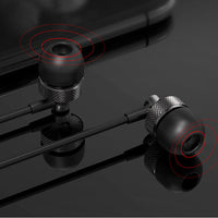 HKM-837587 Heavy Bass Copper In-Ear Headphones with Microphone and Wheat Cable, 3.5mm Plug, Available in Gold, Silver, Black, Red and Black