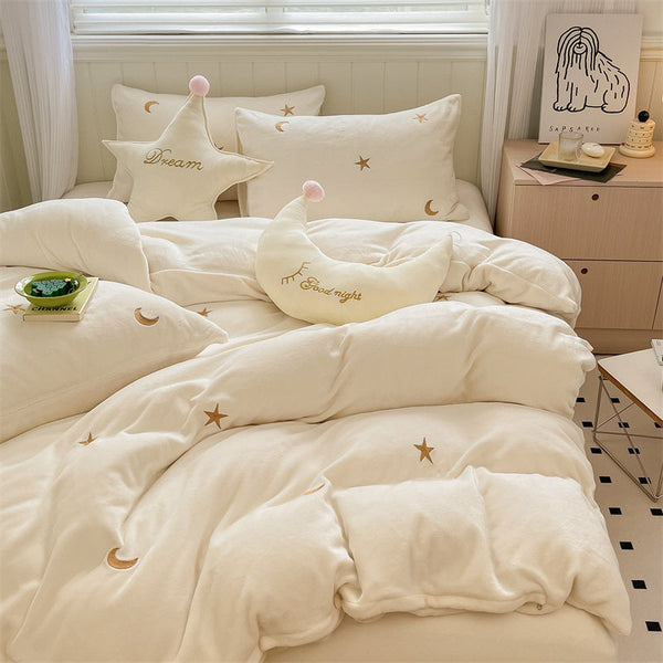 HKM-837587 Milk Velvet Double-Sided Coral Velvet Bed Sheet Set in Solid Colors - Available in Multiple Sizes