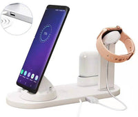 HKM-837651 4-in-1 Fast Charging Station with Wireless Charger - White or Black, Desktop Charging Base