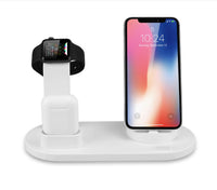 HKM-837651 4-in-1 Fast Charging Station with Wireless Charger - White or Black, Desktop Charging Base