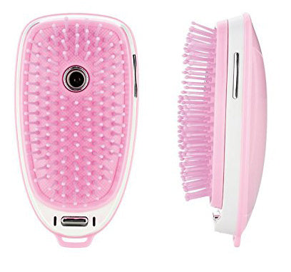 HKM-837843 Electric Head Massage Comb with Cold Spray and Anti-Static Hair Care Function, Lithium Battery, Pink Color
