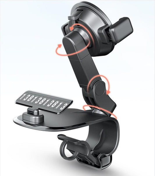 HKM-837971 1200° Rotating Mobile Phone Holder for Car Dashboard, Sun Visor, and Office Desk - Multi-functional Design