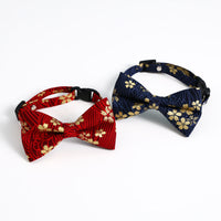 HKM-8380093 Chinese Style Bow Tie Accessories in Red and Blue Floral Pattern for All Seasons