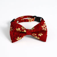 HKM-8380093 Chinese Style Bow Tie Accessories in Red and Blue Floral Pattern for All Seasons