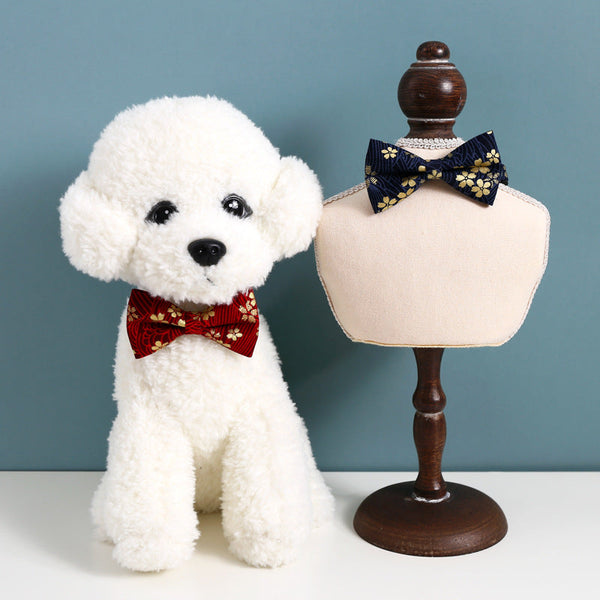 HKM-8380093 Chinese Style Bow Tie Accessories in Red and Blue Floral Pattern for All Seasons