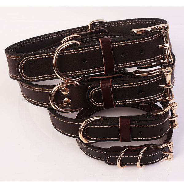 HKM-838099 Multipurpose Brown & Red Two-Layer Microfiber Leather Dog Collar Set with Traction Rope