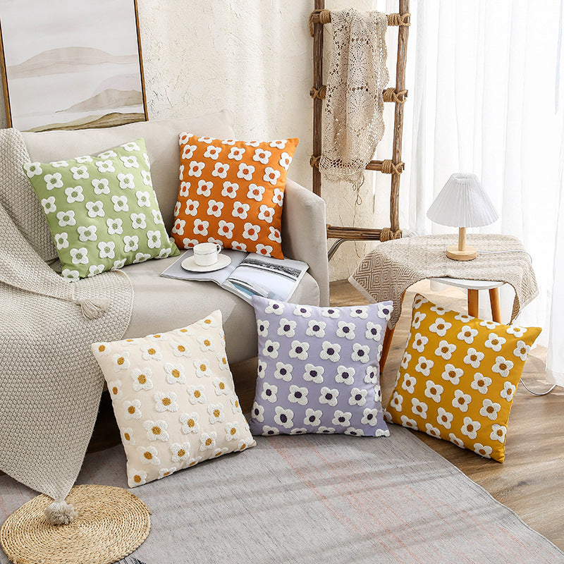 HKM-838163 Simple Embroidery Pillow Cover for Home Decor Couch - 45x45cm & 30x50cm Options