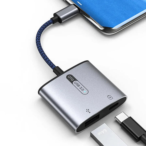 HKM-838163 USB-C OTG Adapter and Splitter for Type C to USB 3.0 Connection