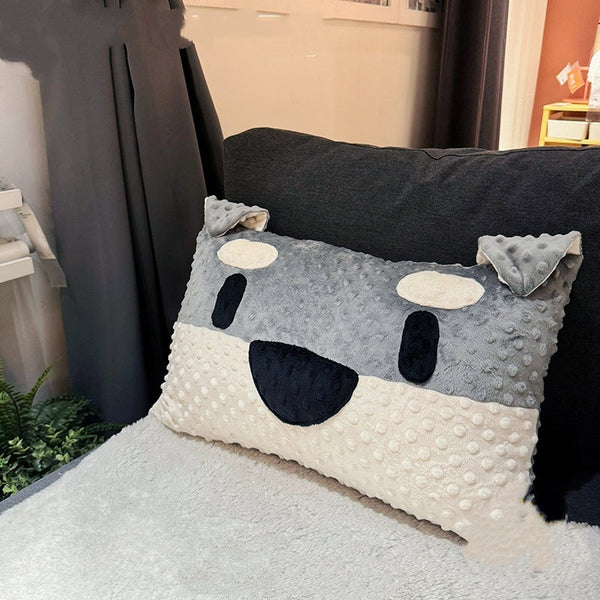 HKM-838227 West Highland Puppy Sofa Cushion - Soft Blended Material, Gray Schnauzer & White Design, 50x35x18cm