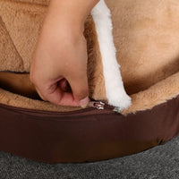 HKM-8382909 Cotton Semi-Enclosed Tent Bed for Small Pets in Brown and Pink - Hand Washable