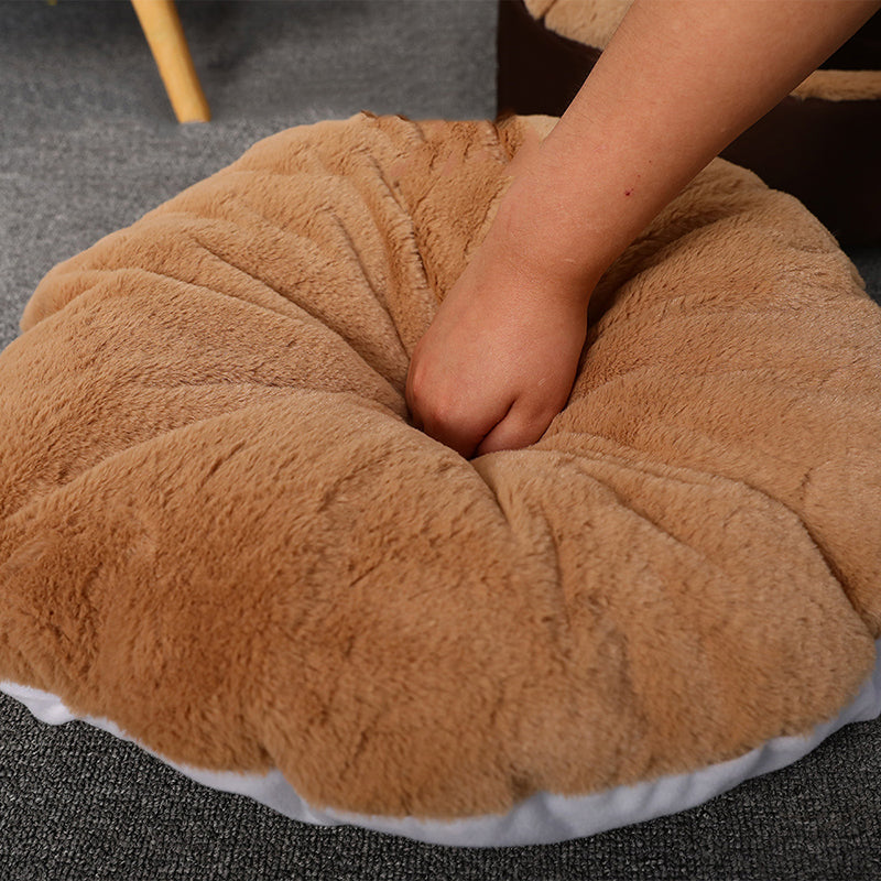 HKM-8382909 Cotton Semi-Enclosed Tent Bed for Small Pets in Brown and Pink - Hand Washable