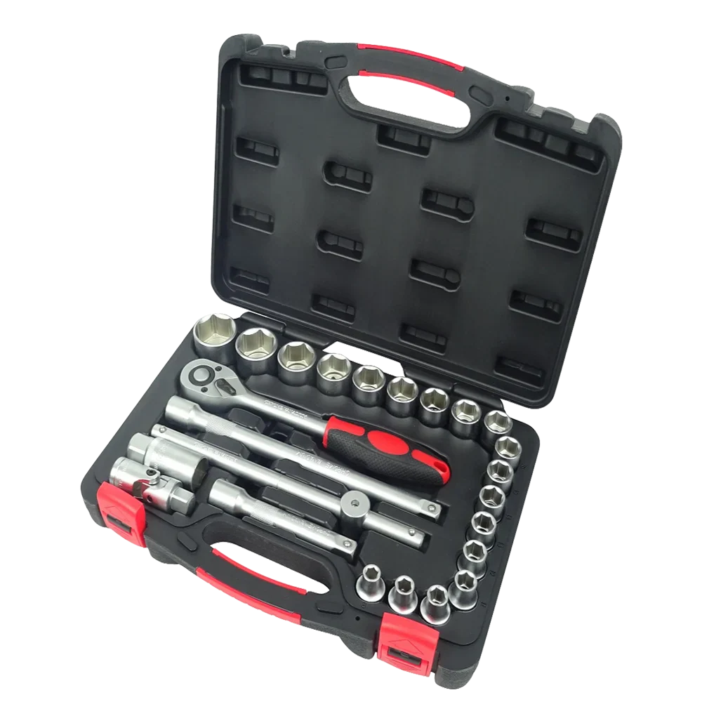 HKM-838291 24-Piece 1/2 Inch Standard Ratchet and Socket Hand Tool Set from Taiwan