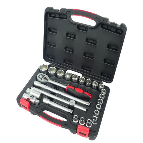 HKM-838291 24-Piece 1/2 Inch Standard Ratchet and Socket Hand Tool Set from Taiwan