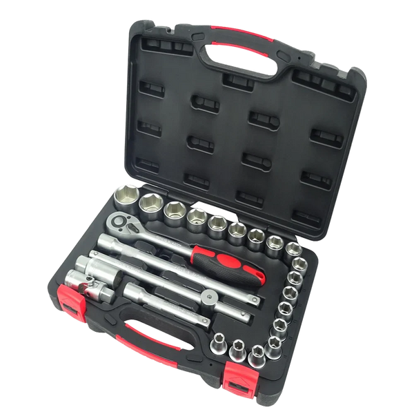 HKM-838291 24-Piece 1/2 Inch Standard Ratchet and Socket Hand Tool Set from Taiwan
