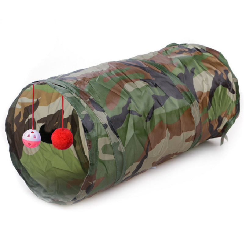 HKM-8383165 Collapsible Cat Tunnel with Interactive Balls for Play and Rest