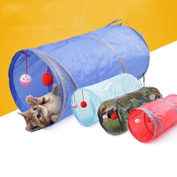 HKM-8383165 Collapsible Cat Tunnel with Interactive Balls for Play and Rest