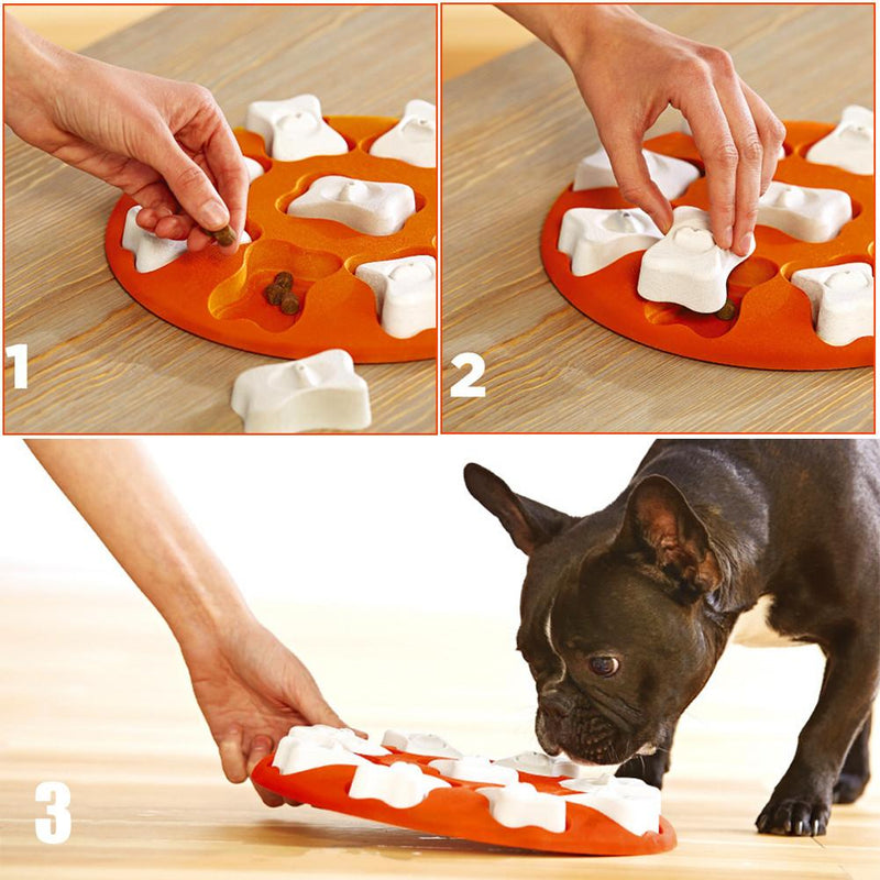 HKM-8384701 Interactive Dog Puzzle Feeder Toy for Puppies and Medium Dogs - Snack Dispenser with 9 Compartment Game