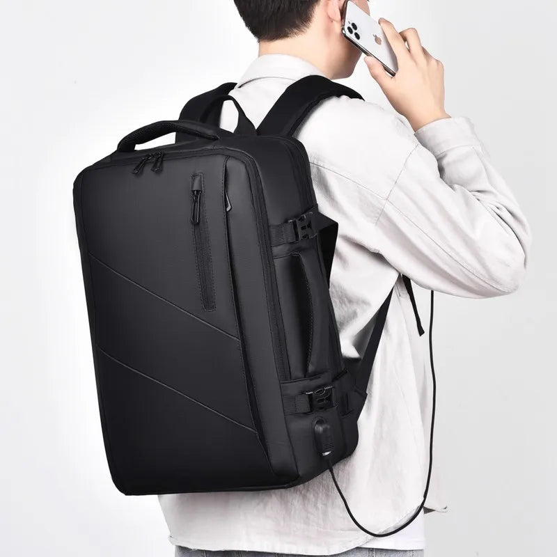 HKM-838483 Versatile Waterproof USB Nylon Backpack for 15.6 Inch Laptops