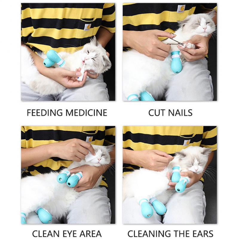 HKM-8385341 Adjustable Anti-Scratch Cat Foot Covers with Leak Holes for Easy Bathing and Grooming