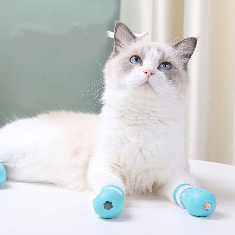 HKM-8385341 Adjustable Anti-Scratch Cat Foot Covers with Leak Holes for Easy Bathing and Grooming
