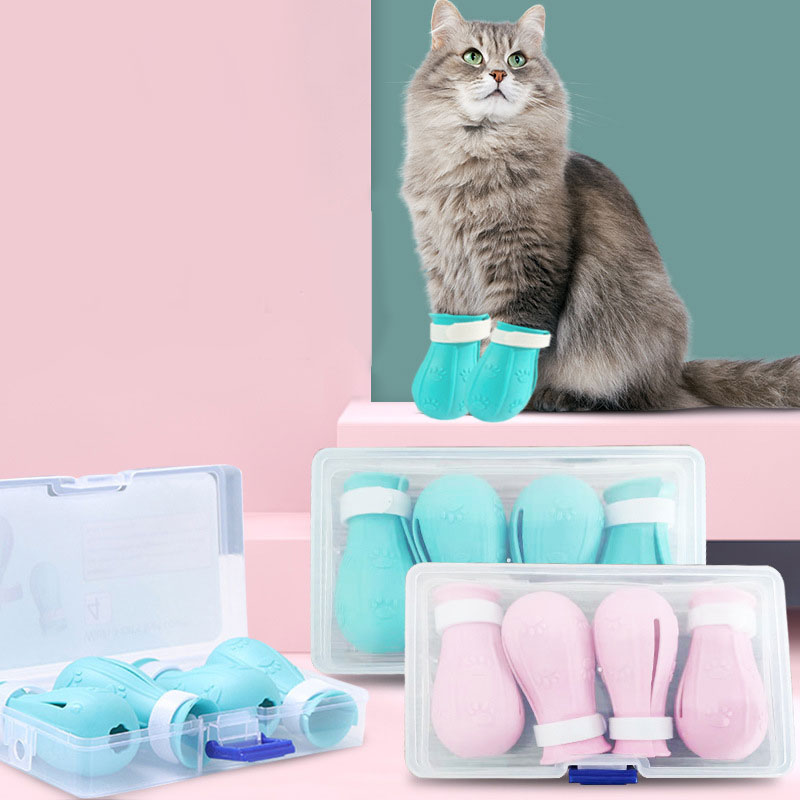 HKM-8385341 Adjustable Anti-Scratch Cat Foot Covers with Leak Holes for Easy Bathing and Grooming
