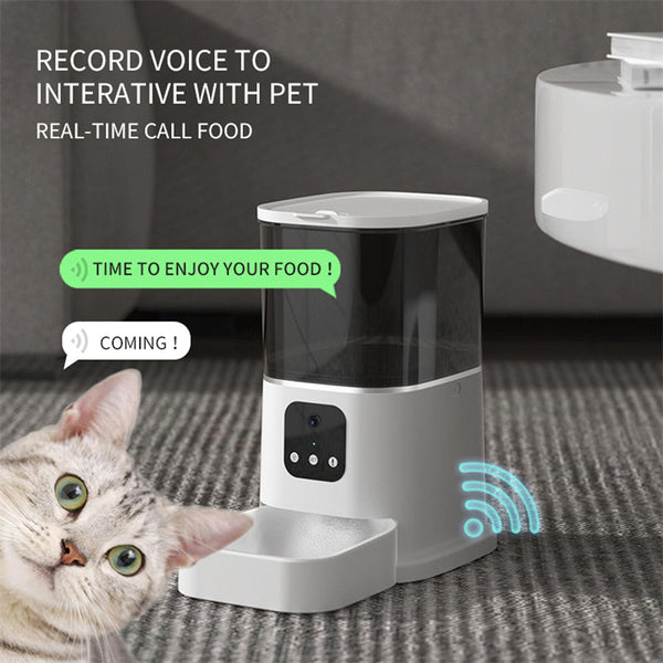HKM-8387645 Smart WiFi Pet Feeder with APP Control, Voice Recorder & Large 6L Capacity for Dogs and Cats