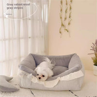 HKM-8387901 Cozy Cotton and Linen Removable Pet Bed for Small to Large Dogs and Cats, Multi-Season Design