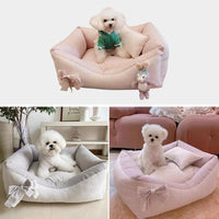 HKM-8387901 Cozy Cotton and Linen Removable Pet Bed for Small to Large Dogs and Cats, Multi-Season Design
