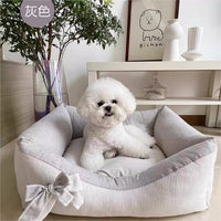 HKM-8387901 Cozy Cotton and Linen Removable Pet Bed for Small to Large Dogs and Cats, Multi-Season Design
