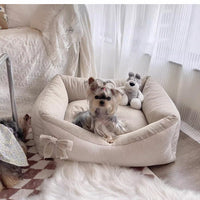 HKM-8387901 Cozy Cotton and Linen Removable Pet Bed for Small to Large Dogs and Cats, Multi-Season Design